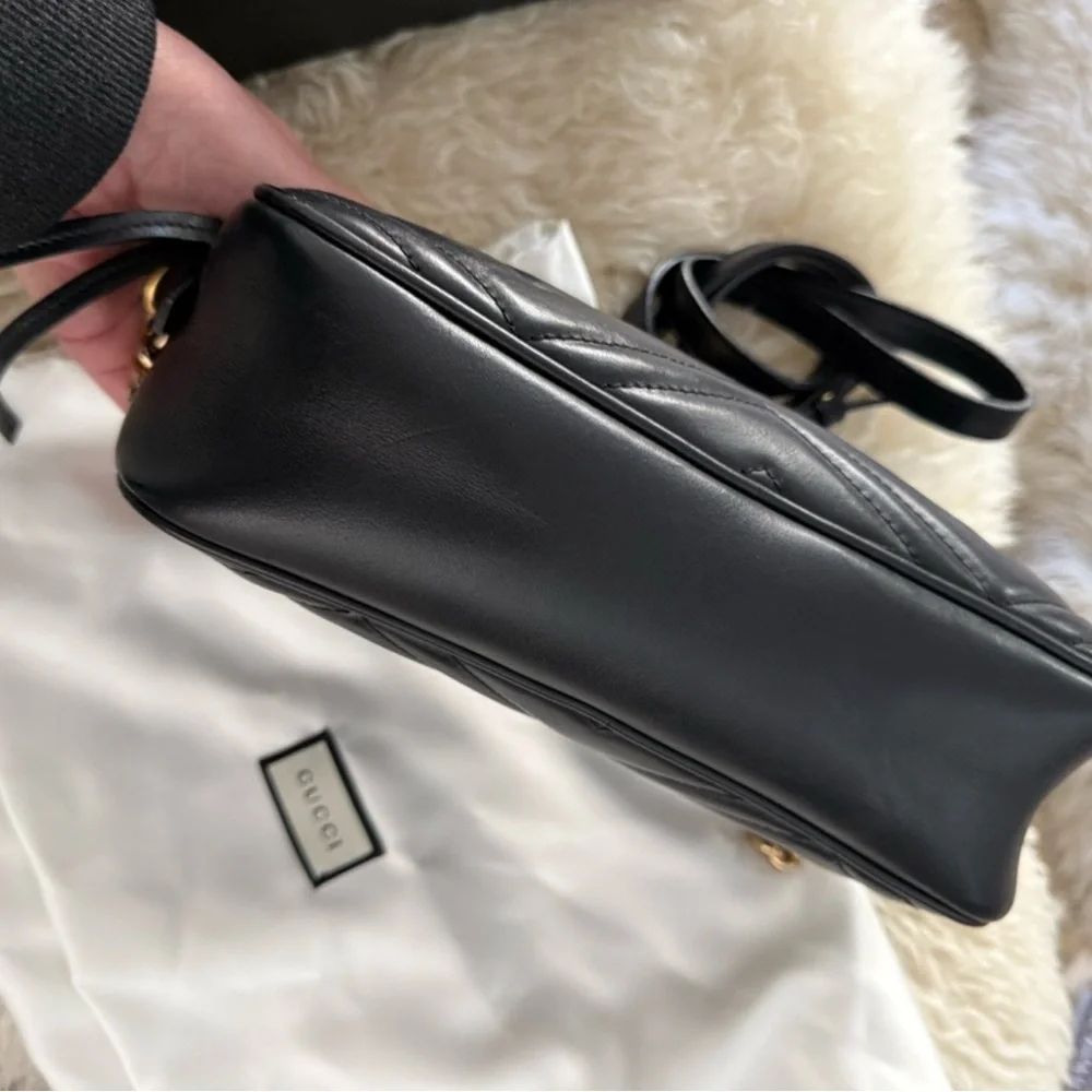 Gucci Black Matelassé Marmont Chevron Shoulder Bag - Picture 4 of 7